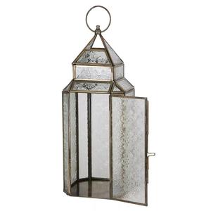 Lanterne marocaine suspendue en verre et métal, 12 pouces, forme carrée géométrique, lanterne décorative pour la maison - Product Image 1