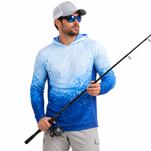 Sudadera con Capucha de Manga Larga para Hombre, Diseño Moderno, Impresión por Sublimación, Secado Rápido, UPF 50, Ropa de Pesca, Patrón Degradado Azul, Camiseta Deportiva para Exteriores - Product Image 2