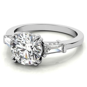 Round Cut Moissanite <b>Ring</b> 925 Sterling <b>Silver</b> White Gold Plated <b>Solitaire</b> Engagement <b>Ring</b> Elegant Bridal Wedding Promise <b>Ring</b> - Product Image 3