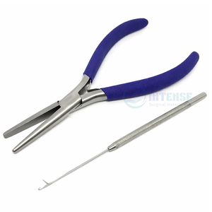 Alicates de Acero Inoxidable de Alta Calidad de 7 Pulgadas, Ligeros, de Boca Plana y Punta Larga, con Mango Azul, Aguja de Extracción para Extensiones de Cabello - Product Image 1
