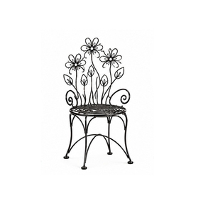 Iron Floral Design Outdoor <b>Dining</b> Chair with Metal Legs Stable Traditional Style Antique Appearance Home Furniture - Product Image 1