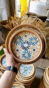 Plateau de service en laque tissé à la main avec incrustation de nacre |   Boîte de rangement multifonctionnelle écologique pour bureau et salle de bain (noir) - Product Image 2