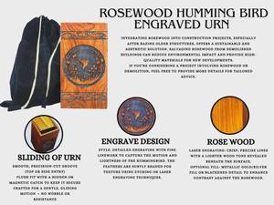 Personalized Rosewood Hummingbird Urn Floral Pet Human Ashes <b>Keepsake</b> FOR HUMan ashes medium size 9x5.5 inches urn <b>box</b> - Product Image 4