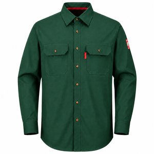 Camisa de Trabajo Unisex 2026, Verde Bosque, Algodón, Manga Larga, Resistente al Fuego, Bolsillos en el Pecho, Transpirable, Corte Regular, Cuello Camisero, Tipo Uniforme - Product Image 3