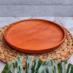 Plato de Madera de Caoba Hecho a Mano |   Plato Redondo de Madera para Servir |   Vajilla Rústica Natural |   Platos Ecológicos para Cocina - Product Image 3