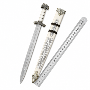 Espada Vikinga de Damasco con Funda, Espada Medieval Hecha a Mano, Espada Nórdica, Regalo para Él - Product Image 2