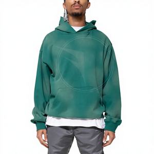 Men Sun Faded Hoodie 450GSM Cotton Fleece Trendy Streetwear Sweatshirt OEM Private Label Custom Factory Manufacturer Supply - Product Image 1
