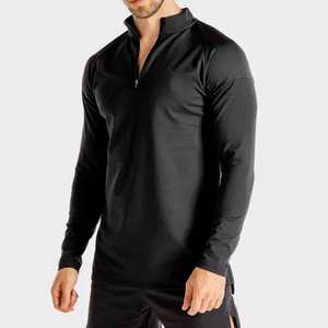 Haut de sport en polyester à col zippé, maillot de course, entraînement, gym, t-shirts à manches longues - Product Image 2