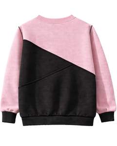 Sweat-shirt pour femme personnalisé par le fabricant, rose et noir, en polaire douce, col rond, décontracté, pull d'hiver, chaud, tendance - Product Image 2