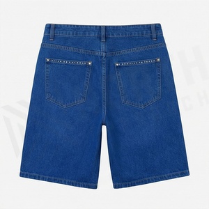 Jeans courts de bonne qualité pour hommes, en coton, coupe droite, décontractés, avec strass, denim, streetwear d'été, couleur personnalisée, vêtements tendance - Product Image 2