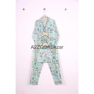 Elegante y Romántico Conjunto de Pijama de 2 Piezas para Mujer, 100% Algodón, Suave y Transpirable, Estampado Floral, Mangas Largas, Otoño Verano - Product Image 1
