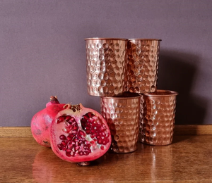 Vaso de Cobre con Base Martillada, Diseño Pulido Brillante, 100% Cobre Natural Puro, Vasos y Tumblers - Product Image 1