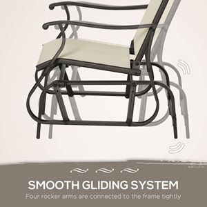 Set da 3 Pezzi per Esterni con Sedia a Dondolo in Acciaio e Tavolino con Piano in Vetro Temperato per Patio e Giardino - Product Image 6