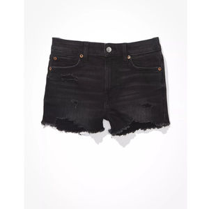 Shorts de mezclilla negros personalizables al por mayor para mujer, shorts de verano de cintura alta a la moda, transpirables, con dobladillo lavado y bolsillos - Product Image 2