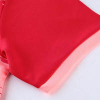 Jersey Padel Pria Merah Gradasi V-Neck Lengan Pendek Bahan Polyester Penyerap Keringat Set Seragam Semua Musim Dewasa Regular Fit