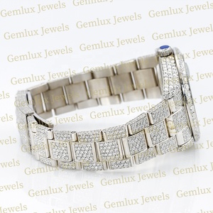 Nouveautés Montre Hip Hop en acier inoxydable avec diamant D VVS Moissanite pour hommes, entièrement blanche, avec date automatique, entièrement glacée - Product Image 4
