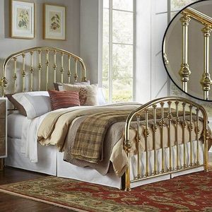Base de Cama de Latón Estilo Real con Soporte Reforzado, Aspecto Tradicional, Ideal para Dormitorio Principal, Temática de Muebles de Lujo - Product Image 3