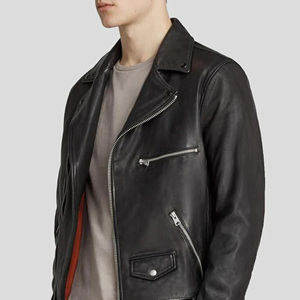 Blouson de motard personnalisé pour homme en cuir véritable noir, coupe ajustée, avec fermeture éclair asymétrique, en peau de mouton souple, style décontracté et tendance - Product Image 2