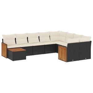 Conjunto de Sofás Modulares Grandes de Ratán PE Negro para Jardín - Product Image 2