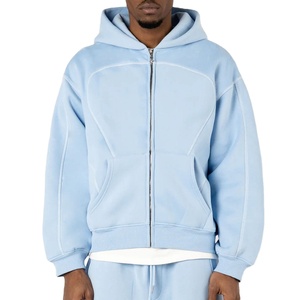 Wholesale Custom Logo Embroidered <b>Men's</b> <b>Zip</b>-<b>up</b> Hoodie Oversize Puff Print <b>Cardigan</b> Unisex with Customized Design 100% Cotton - Product Image 1