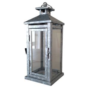 Portavelas de Metal Galvanizado de Diseño Clásico, Farol de Estilo Rústico en Gris Antiguo, Decoración de Interior para el Hogar en Acero y Vidrio - Product Image 6