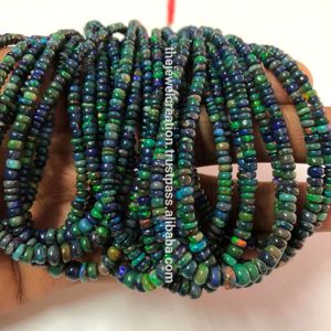 3mm 5mm Natural Ethiopian Black <b>Opal</b> Smooth Rondelle Gemstone Beads Strand Jewelry Making Necklace <b>Bracelet</b> IGI Certified 2026 - Product Image 1