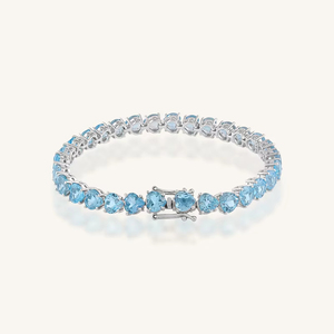 Pulsera de Topacio Azul en Plata de Ley 92.5 KLSB-20644 - Product Image 4