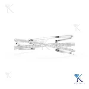 Brazalete de Diamantes Cultivados en Laboratorio, Diseño Cruzado, Oro Sólido de 14K/18K, Joyería Fina de Lujo para Mujer, Fabricante Mayorista - Product Image 2