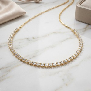 3.00 CTW Lab Grown E Color Brilliant Cut Prong-Set Curved Diamond <b>Pendant</b> Necklace 9K <b>Solid</b> <b>Gold</b> for Certified Matching Chain - Product Image 3