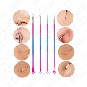 Professional 4 Piece Blackhead Remover Kit Stainless Steel Comedone Extractor <b>Tools</b> for Facial Pore Skin Care - Product Image 6