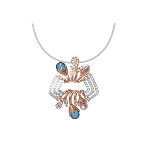 Collar de Lujo Chapado en Oro Rosa con Dijes en Capas para Mujer, Colgantes Florales de Turquesa y Perlas Grises, Joyería de Alta Calidad con Circonitas Cúbicas - Product Image 1