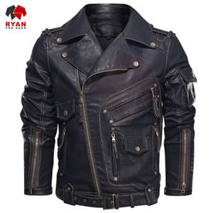 Chaqueta de Cuero para Hombre, Elegante, de Color Sólido, Alta Calidad, Marca Personalizada, Fabricante OEM ODM - Product Image 1