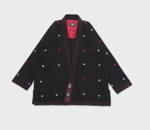 Kimono de Jiu-Jitsu Brasileño Personalizable con Base Negra, Detalles de Microcorazones Dispersos y Forro Interior Rojo en Contraste - Product Image 2