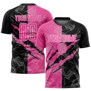 Wholesale Direct Industry Top Quality Custom Black <b>Pink</b> Sublimation Soccer Uniform Jersey - Product Image 5