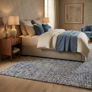 Alfombra de lana texturizada hecha a mano, tamaño personalizado, diseño azul marfil, alfombra de lujo moderna para sala de estar y dormitorio, suministro de fábrica - Product Image 5