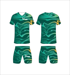 Conjunto de Uniforme de Fútbol Sublimado Personalizado, Patrón de Mármol Verde, Transpirable, de Secado Rápido, Jersey de Fútbol para Equipo, Pantalones Cortos, para Hombres, Niños y Jóvenes - Product Image 1