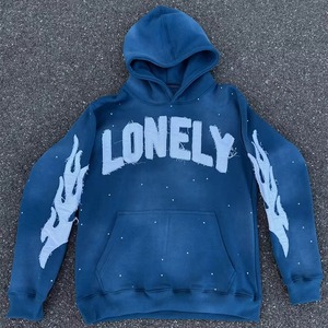 Sweat à capuche surdimensionné personnalisé effet délavé, en coton épais de qualité supérieure, avec broderie appliquée, lavage vintage, style streetwear, fourniture OEM ODM en gros - Product Image 1