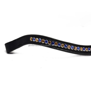 Banda de cejas de caballo de cuero acolchado de forma curvada profunda con cristales multicolores diamantes de imitación banda de cejas mega Bling para caballos - Product Image 6