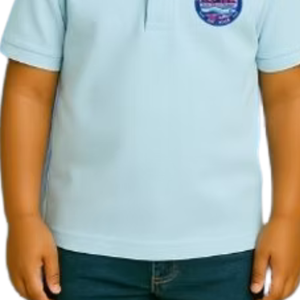 เสื้อโปโลปักลายสีฟ้าอ่อนสำหรับเด็กผู้ชาย แขนสั้นลำลอง ชุดนักเรียนประจำวัน เสื้อผ้าสไตล์สบายๆ ที่สวมใส่ได้ทุกวัน - Product Image 5