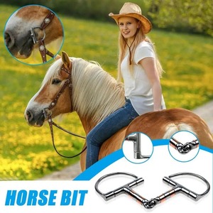 Horse Snaffle Bit D Ring Mouth Bit <b>Roller</b> With Copper Single <b>Joint</b> Horse Bit D-Ring Snaffle Bits For Equestrian Supplies - Product Image 5