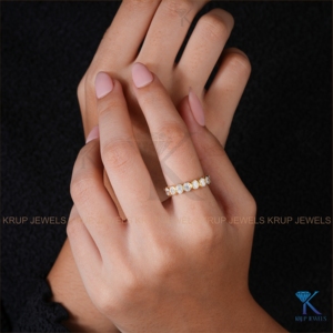 Oval Lab Grown Diamond Full Bezel <b>Set</b> Eternity Band 14K Solid <b>Gold</b> Anniversary Stacking Wedding <b>Ring</b> For Women Bridal Fine Jewel - Product Image 5