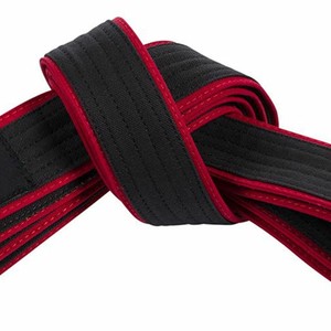 Black <b>Red</b> BJJ Belt 100% Polyester Durable Unisex Adult Martial Arts Wear Regular Fit Plain Dyed Breathable Durable Custom Colors - Product Image 1