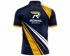 Custom Navy Yellow Sublimation <b>Polo</b> Shirt Men Quick Dry Polyester Sports Golf Team Uniform Printed Performance <b>Polo</b> OEM ODM - Product Image 2