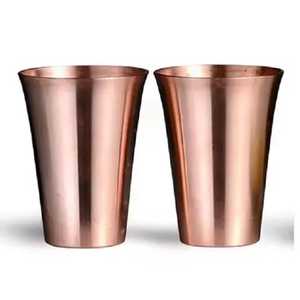 Lot de 2 gobelets à boire en cuivre pur à rayures, verres à eau à motif, vaisselle ayurvédique pour la santé, fournisseur en gros - Product Image 3