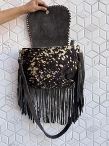 Nuevo Bolso de Mano Metálico con Flecos de Piel y Pelo, Bolso Bandolera de Piel con Flecos, Bolsos de Piel con Pelo para Fiesta, Bolso de Mano para Mujer - Product Image 5