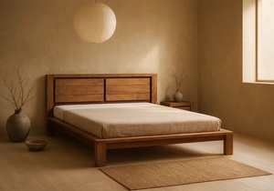 Plateforme de lit pleine grandeur en bois de manguier massif, convertible, réglable, pliable, durable, de luxe moderne, de haute qualité, écologique, vente en gros - Product Image 2