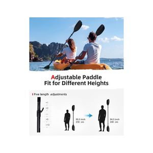 Pagaia per Kayak Regolabile 230-240 cm con Asta in Fibra di Vetro e Pala in PP, Remi Galleggianti per Kayak 90.5-94.5 Pollici - Product Image 2
