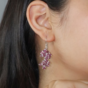 Pendientes Colgantes de Plata de Ley 925 con Racimo de Rubíes Rosados Facetados, Piedra de Nacimiento, Joyería de Oreja Moderna para Compromiso y Aniversario - Product Image 4