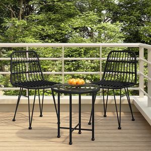 Set da pranzo in 3 pezzi con Patio in Rattan nero elegante Set da giardino - Product Image 1
