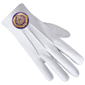 Guantes de Cuero Personalizados Grand Master Blue Lodge con Parche Morado en el Puño, Guantes de Regalia de Alta Calidad - Product Image 3